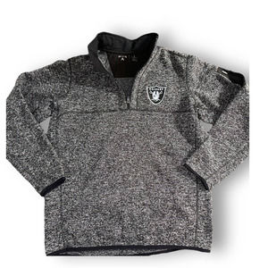 Men's Antigua Heather Black Las Vegas Raiders 1/4 Zip Pullover‎ Jacket Size: L